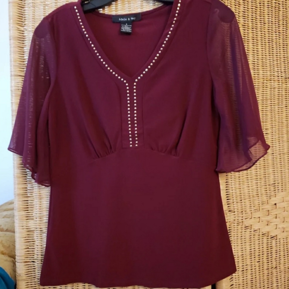 Adele & May Embellished Flutter Sleeve Blouse